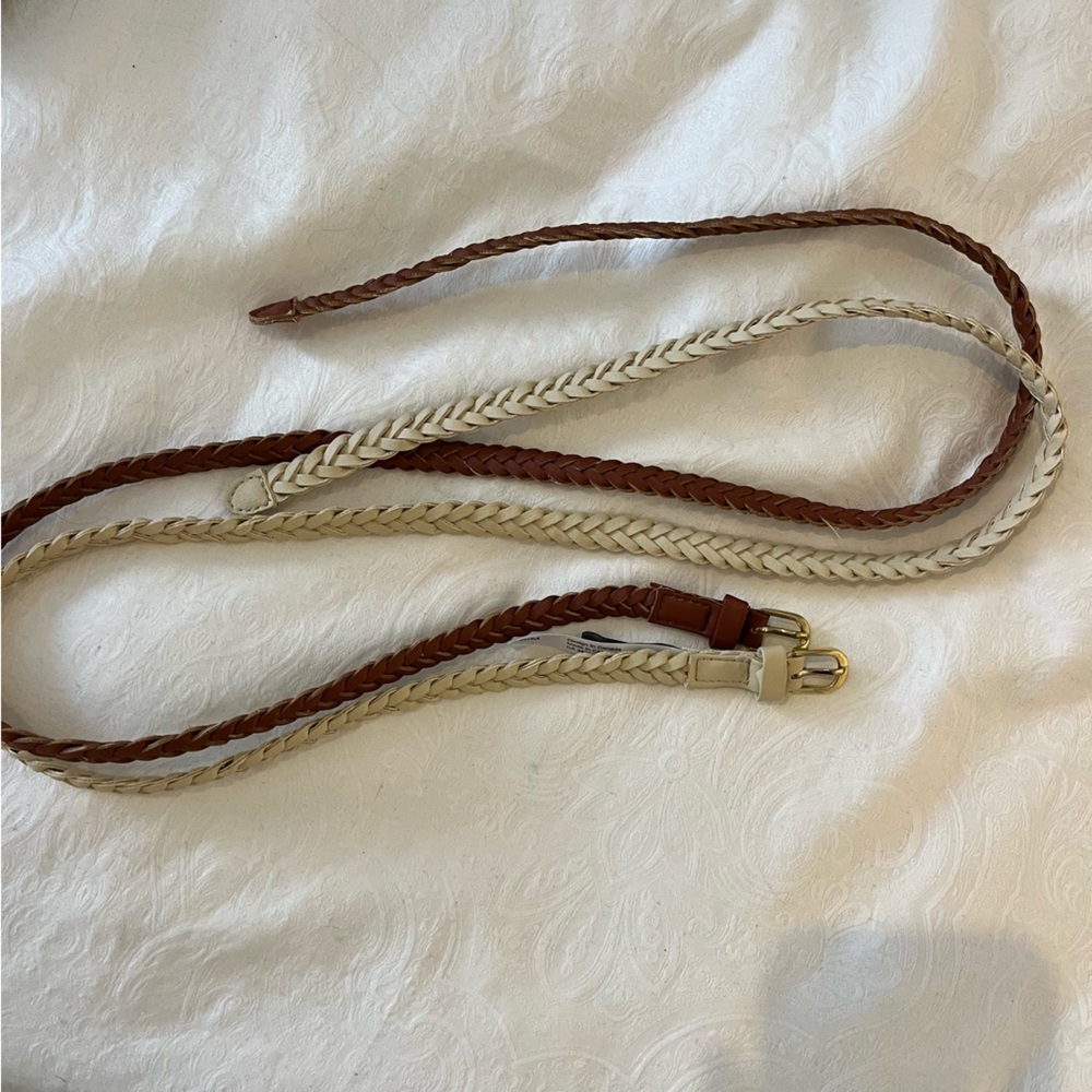 Two belts beige and brown